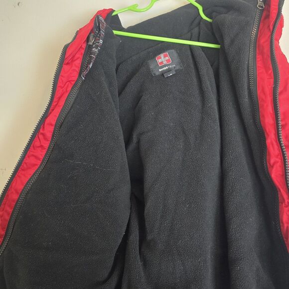 Swiss+ Tech Boys Red Full Zip Hooded Jacket Large (10-12) Fleece Lined Insulated - Picture 6 of 13